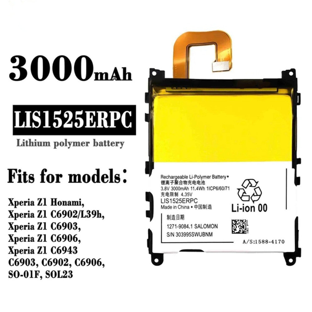 Replacement Battery for Sony Xperia Z1 (C6902 C6903 C6906), LIS1525ERPC Replacement Battery for Sony Xperia Z1 (C6902 C6903 C6906), LIS1525ERPC